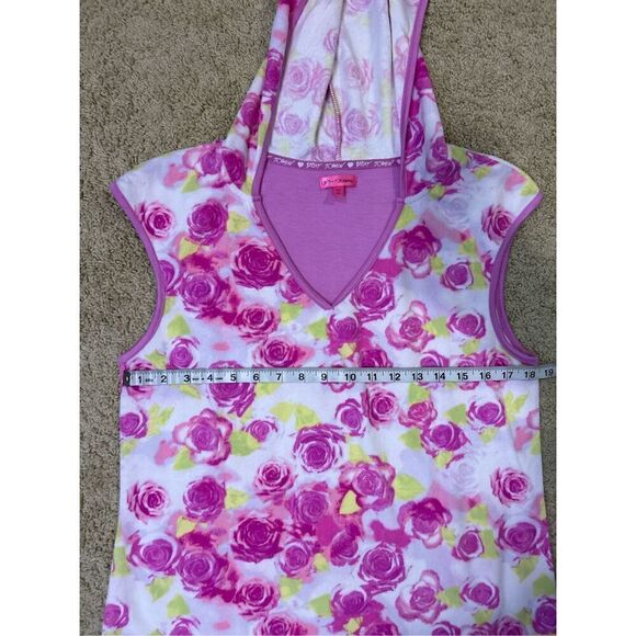 Betsey Johnson Floral Hooded Swim Cover Up Pink‎ Rose Blossom size M BIN R - Picture 6 of 10